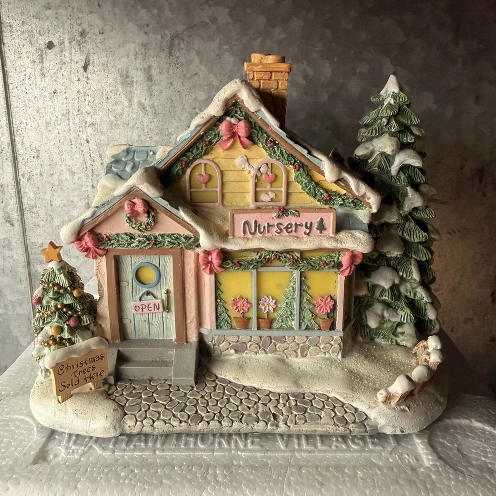 Hawthorne Village Precious Moments All Spruced Up Nursery Christmas Village